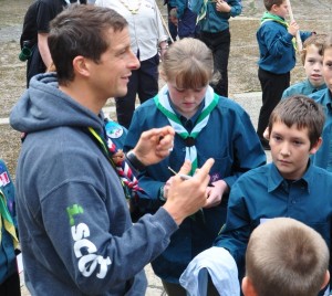 Bear Grylls talking to our scouts.